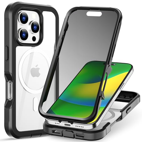 AICase für iPhone 16 Pro Hülle,Kompatibel mit MagSafe,360 Grad Schutzhülle Stoßfest Militärnorm Magnetische Handyhülle mit Kameraschutz, Klares Schwarz AICase für iPhone 16 Pro Hülle,Kompatibel mit MagSafe,360 Grad Schutzhülle Stoßfest Militärnorm Magnetische Handyhülle mit Kameraschutz, Klares Schwarz von AICase