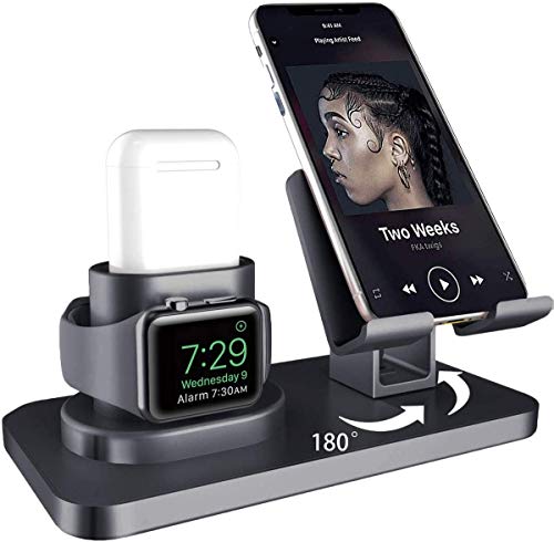 AICase Tablet-Halterung, Airpods Pro/1/2, Halterung für Watch, Telefonhalterung, 3 in 1 Ladestation für Apple Watch Series 5/4/3/2/1, Halterung Dock für iPad 12.9 (grau) von AICase