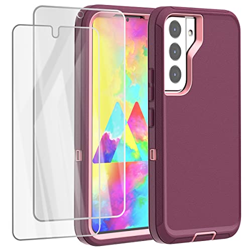 AICase für Samsung Galaxy S22 Hülle mit Zwei Displayschutz/Schutzhülle Kratzfest Robuste Schutzhülle,Stoßfest 360 Grad Armor HandyHülle für Galaxy S22 6.1 Zoll 2022 (Violett) von AICase