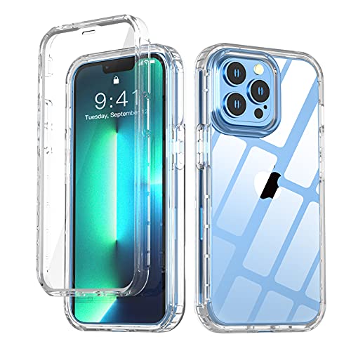 AICase für iPhone 13 Pro Max 6,7" Hülle SchutzhülleTransparent 360 Grad Stoßfest Durchsichtige Front Und Rückenschutz Handyhülle Slim Dünn TPU Bumper Eingebautem Displayschutz von AICase