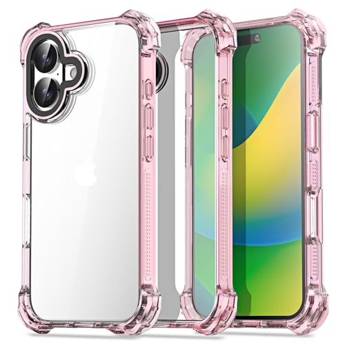 AICase für iPhone 16 Hülle[Anti-Yellowing] Case Handyhülle Stoßfeste Kratzfeste Schutzhülle Cover mit Displayschutzfolie und Kameraschutz Transparent Durchsichtig Militärnorm Schutz Dünn Slim 6.1" von AICase