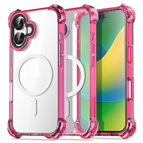 AICase für iPhone 16 Hülle Mit Magsafe [Anti-Yellowing] Case Handyhülle Stoßfeste Kratzfeste Schutzhülle Cover mit Displayschutzfolie+ Kameraschutz Durchsichtig Militärnorm Schutz Dünn 6.1" von AICase