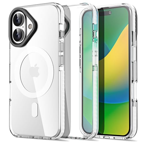 AICase für iPhone 16 Hülle Transparent Kompatibel mit MagSafe, Magnetisch Schlank Dünn Leicht Transparent [Vergilbungsfrei] Lebendiges Design Magnet Mag Safe Schutzhülle Handyhülle für iPhone 16 von AICase