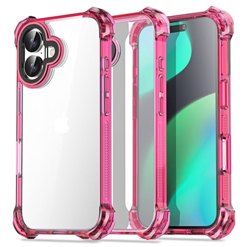 AICase für iPhone 16 Plus Hülle[Anti-Yellowing]Case Handyhülle Stoßfeste Kratzfeste Schutzhülle Cover mit Displayschutzfolie und Kameraschutz Transparent Durchsichtig Militärnorm Schutz Dünn Slim 6.7" von AICase