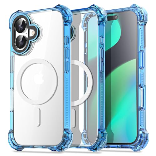 AICase für iPhone 16 Plus Hülle Mit Magsafe [Anti-Yellowing] Case Handyhülle Stoßfeste Kratzfeste Schutzhülle Cover mit Displayschutzfolie+ Kameraschutz Durchsichtig Militärnorm Schutz Dünn 6.7" von AICase
