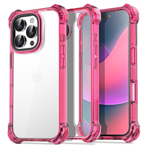 AICase für iPhone 16 Pro Hülle[Anti-Yellowing]Case Handyhülle Stoßfeste Kratzfeste Schutzhülle Cover mit Displayschutzfolie und Kameraschutz Transparent Durchsichtig Militärnorm Schutz Dünn Slim 6.3" von AICase
