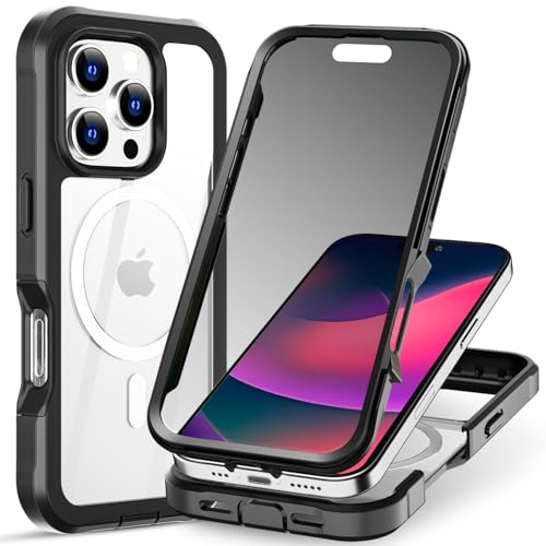 AICase für iPhone 16 Pro Max Hülle,Kompatibel mit MagSafe,360 Grad Schutzhülle Stoßfest Militärnorm Magnetische Handyhülle mit Kameraschutz, Klares Schwarz AICase für iPhone 16 Pro Max Hülle,Kompatibel mit MagSafe,360 Grad Schutzhülle Stoßfest Militärnorm Magnetische Handyhülle mit Kameraschutz, Klares Schwarz von AICase