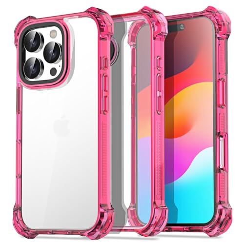 AICase für iPhone 16 Pro Max Hülle[Anti-Yellowing] Case Handyhülle Stoßfeste Kratzfeste Schutzhülle Cover mit Displayschutzfolie und Kameraschutz Transparent Durchsichtig Militärnorm Schutz Dünn 6.9" von AICase