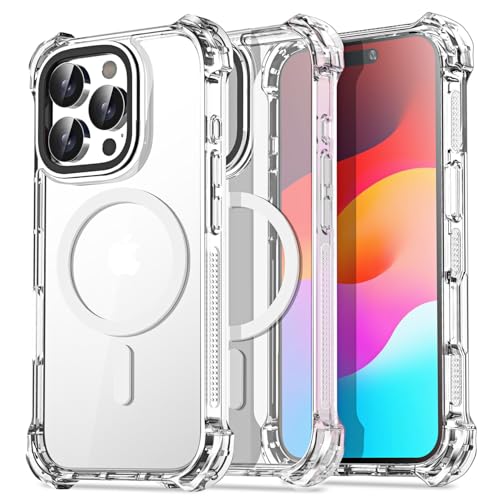 AICase für iPhone 16 Pro Max Hülle Mit Magsafe[Anti-Yellowing] Case Handyhülle Stoßfeste Kratzfeste Schutzhülle Cover mit Displayschutzfolie+ Kameraschutz Durchsichtig Militärnorm Schutz Dünn 6.9" von AICase