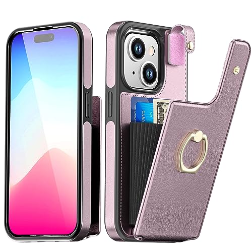 Hülle Kompatibel mit iPhone 15 Plus mit Kartenhalter, PU Leder Handytasche mit Fingerring/Ringständer und 8 Kreditkartenfächern Handyhülle für Phone 15 Plus Case_2 von AICase
