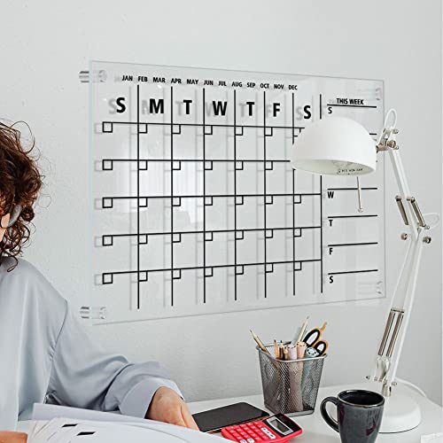Trocken abwischbarer Whiteboard-Kalender, Acryl-Kalender, Planer, Tafel, transparentes Whiteboard-Schild, L von AIDNTBEO