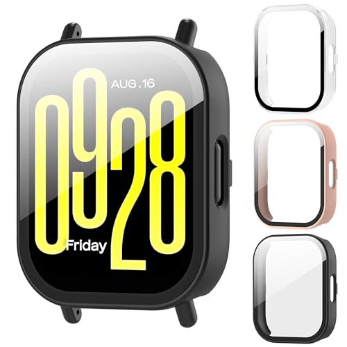 3-Stück Hard PC 360° Hülle Kompatibel mit Xiaomi Redmi Watch 5 Active Schutzhülle mit 9H Gehärtetem Glas Displayschutz Kratzfest,Ultradünne Hülle Case,Schwarz&Pink&Transparent 3-Stück Hard PC 360° Hülle Kompatibel mit Xiaomi Redmi Watch 5 Active Schutzhülle mit 9H Gehärtetem Glas Displayschutz Kratzfest,Ultradünne Hülle Case,Schwarz&Pink&Transparent von AIDOWU