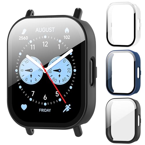3-Stück Hard PC 360° Hülle Kompatibel mit Xiaomi Redmi Watch 5 Lite Schutzhülle mit 9H Gehärtetem Glas Displayschutz Kratzfest,Ultradünne Hülle Case,Schwarz&Blau&Transparent 3-Stück Hard PC 360° Hülle Kompatibel mit Xiaomi Redmi Watch 5 Lite Schutzhülle mit 9H Gehärtetem Glas Displayschutz Kratzfest,Ultradünne Hülle Case,Schwarz&Blau&Transparent von AIDOWU