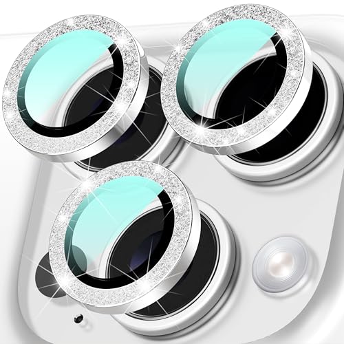 AIDOWU 2 Stück Kamera Linse Schutzfolie fur iPhone 16 Pro/16 Pro Max Metall Kameraschutz,Fest Kleben.AR Antireflexion Kratzfest,Gehartetes Glas Camera Protector Titan Weiß(Funkeln),16 Pro/16 Pro Max von AIDOWU