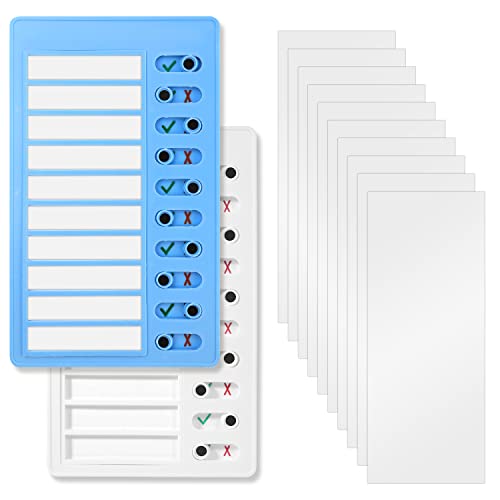 2 Stück Checkliste Tafel, To do Liste Plastik Leere Aufgabenliste To-do-Listentafel mit Magnet 10 Stück Kartons für Erwachsene Kinder Zuhause, Büro (Weiß, Blau) von AIEX