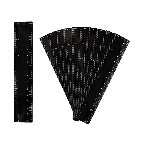 AIEX 10 PACK Lineal Set, 15 cm Acrylic Ruler Kunststofflineal Messwerkzeug für Schüler Schule Büro (Schwarz) von AIEX