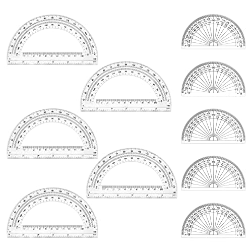 AIEX 10PCS Kunststoff Winkelmesser, 4 Zoll und 6 Zoll Protractor Clear Protractor School 180 Grad Geometrie Winkelmesser von AIEX