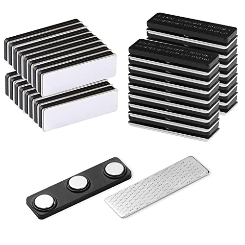 AIEX 25 Stück Namensschild-Magnete, Namensschild-Magnetrücken, Namensschild-Magnete, Bulk mit 3 Neodym-Magneten für Ausweishalter (Schwarz) von AIEX