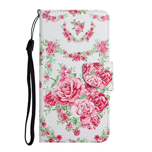 AIFILLE Handyhülle für Samsung Galaxy J3 2017 Flip Hülle PU Leder Klapphülle Handytasche Case Cover für Samsung J3 2017 Pinke Rose Muster Handy Hüllen mit Kartenfach Standfunktion 360 Schutz Tasche von AIFILLE