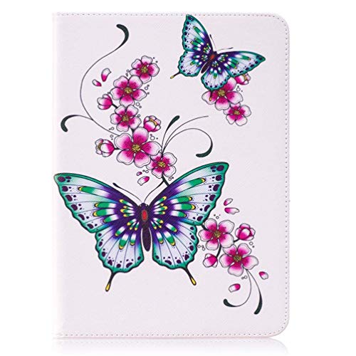 AIFILLE Kompatibel für Samsung Galaxy Tab S3 T820 10.5 Zoll 2017 Hülle Leder PU Weiß Tablettasche mit Kartenfächer Standfunktion Lederhülle Klapphülle Silikon Bumper Schutzhülle Blumen Schmetterling von AIFILLE