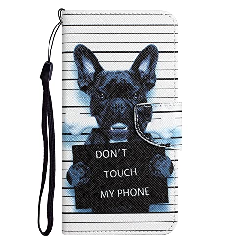 AIFILLE Kompatibel mit Hülle Samsung Galaxy S20 Don't Touch My Phone [Schwarzer Hund] 360 Stoßfester Schutzhülle PU Leder Kartenfach Flipcase Handyhülle mit Silikon Bumper Junge Männer Klapphülle von AIFILLE