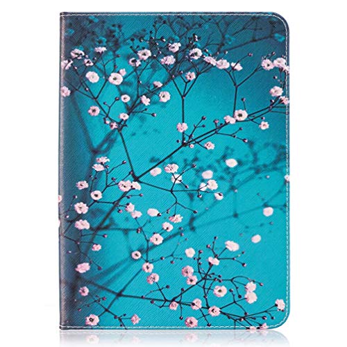 AIFILLE Kompatibel mit Hülle Samsung Tab S3 10.5 2017 T820/T825 Blau Lederhülle Brieftasche Damen Standhülle mit Kartenfach Magnetische Standfunktion Stoßfest Schutzhülle Rosa Blumen Tablettasche von AIFILLE