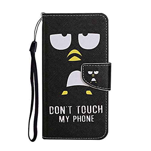 AIFILLE Kompatibel mit Hülle Xiaomi Redmi Note 10 Pro Schwarz Don't Touch My Phone 360 Grad Stoßfester Schutzhülle PU Leder Kartenfach Flipcase Handyhülle Silikon Bumper Junge Männer Klapphülle von AIFILLE
