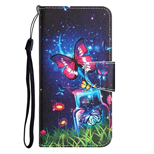 AIFILLE Kompatibel mit Samsung A03s Hülle Schmetterling Flasche Wünschen Muster PU Leder Brieftasche Mädchen Damen Schwarz Flip Case + Ultra Thin Silikon Handyhülle Schutzhülle für Samsung Galaxy A03s von AIFILLE