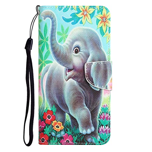 AIFILLE Kompatibel mit Samsung A13 4G Handyhülle Flip Case Tiere Hülle Elefant Baby Muster Klappbar PU Leder Schutzhülle Bookstyle Magnet Kartenfach Lederhülle Silikon Cover für Samsung Galaxy A13 4G von AIFILLE