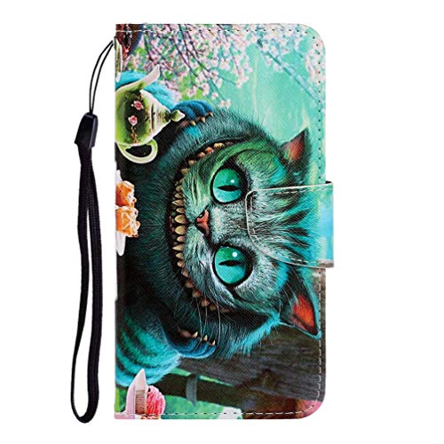 AIFILLE Kompatibel mit Samsung A51 Handyhülle Flip Case Tiere Hülle Grün Katze Muster Klappbar PU Leder Schutzhülle Bookstyle Magnet Kartenfach Lederhülle Silikon Cover für Samsung Galaxy A51 2019 von AIFILLE