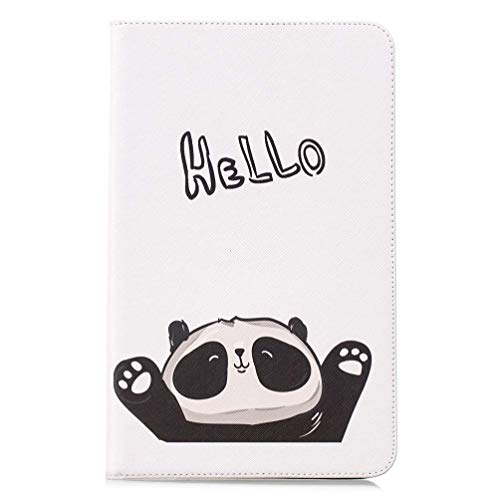 AIFILLE Kompatibel mit Samsung Tab A 2016 10.1 Zoll T580 Hülle Tasche Muster Hello Panda Tier Klapphülle Brieftasche 360 Ganzkörper Schutzhülle Bookstyle Folio Wallet Weiß Case Ständer Lederhülle von AIFILLE