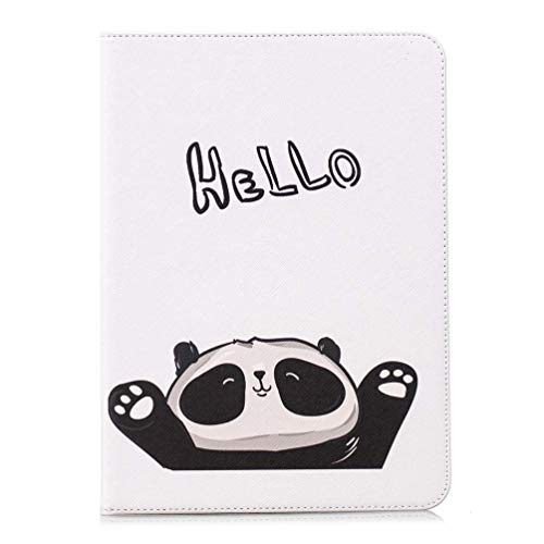 AIFILLE Kompatibel mit Samsung Tab S3 2017 10.5 Zoll T820 Hülle Tasche Muster Hello Panda Tier Klapphülle Brieftasche 360 Ganzkörper Schutzhülle Bookstyle Folio Wallet Weiß Case Ständer Lederhülle von AIFILLE