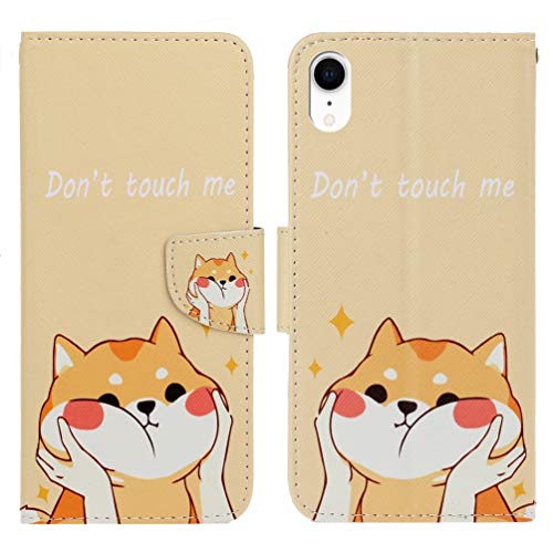 AIFILLE Kompatibel mit iPhone XR Handyhülle Süßer Hund Tiere Hülle Mädchen Jungs Flip PU Leder Gelb Cover Magnet Schutzhülle Tasche Skin Ständer Handytasche für iPhone XR 2018 6.1 Zoll von AIFILLE