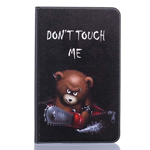 AIFILLE PU Leder Hülle Kompatibel mit Samsung Galaxy Tab A 2016 10.1 T580 Schwarz Tablettasche Muster Braunbär Don't Touch ME Brieftasche Herren Stoßfest Schutzhülle Standfunktion Tier Schutzhülle von AIFILLE