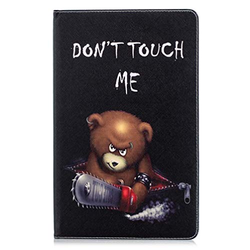 AIFILLE PU Leder Hülle Kompatibel mit Samsung Galaxy Tab A 2018 10.5 T590 Schwarz Tablettasche Muster Braunbär Don't Touch ME Brieftasche Herren Stoßfest Schutzhülle Standfunktion Tier Schutzhülle von AIFILLE