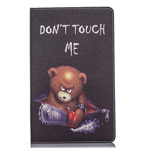 AIFILLE PU Leder Hülle Kompatibel mit Samsung Galaxy Tab A 2019 10.1 T510 Schwarz Tablettasche Muster Braunbär Don't Touch ME Brieftasche Herren Stoßfest Schutzhülle Standfunktion Tier Schutzhülle von AIFILLE