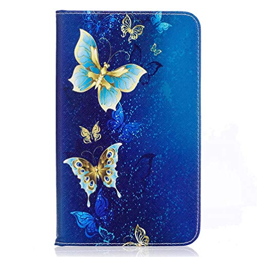 AIFILLE Schutzhülle Hülle für Samsung Tab A 7 2016 Blau Oder Schmetterlinge Muster Flip Brieftasche Lederhüllen Kompatibel mit Samsung Tab A T280/T285 Premium Leder PU Silikon Tasche Handyhülle von AIFILLE