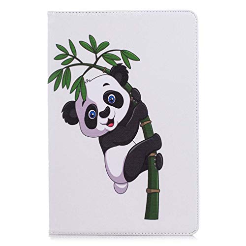 AIFILLE Tablet Tasche für Samsung Galaxy Tab S4 10.5 Zoll 2018 T830/T835 Hülle Weiß Lederhülle mit Standfunktion Karte Halter Bargeld Tasche Silikon TPU Brieftasche Tier Panda und Bambus Schutzhülle von AIFILLE