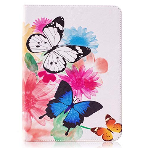 AIFILLE Tablethülle für Samsung Galaxy Tab S3 2017 10.5 Zoll T820 PU Leder Flip Lederhülle Weiße Blau Schmetterlinge Portemonnaie Damen Flip 360 Schutzhülle Kartenfächer Standfunktion Tasche Hülle von AIFILLE