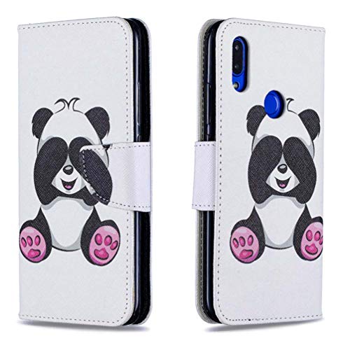 AIFILLE Weiß Handyhülle Kompatibel mit Huawei P Smart 2019 6.21 Zoll Panda Cute Leder PU Tier Hülle Tasche Flip Schutzhülle Lederhülle mit Kartenfach Standfunktion 360 Ganzkörper Stoßfest Schutzhülle von AIFILLE
