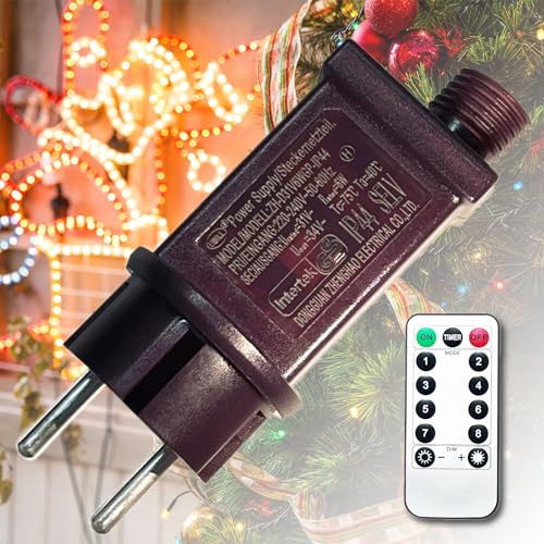 AIFIZO 31V LED Netzteil AIFIZO für Weihnachtsbeleuchtung, IP44 led Netzteil mit Fernbedienung für Niederspannungs-LED-Adapter, Lichterketten Netzteil, 8 Verschiedene Lichtmodi von AIFIZO