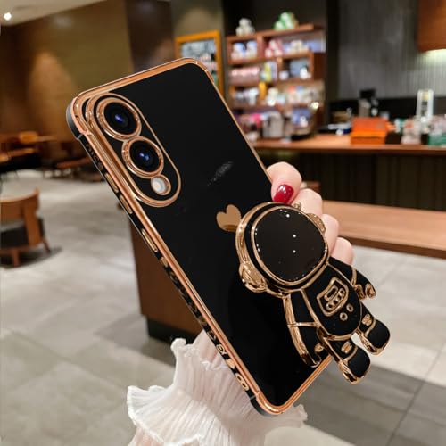 AIGOMARA Astronauten-Schutzhülle für Samsung Galaxy S25 Edge, 6D-Plating Astronaut versteckter Ständer für Damen, Mädchen, faltbare Halterung, Ständer, weiches TPU, stoßfest, Stoßstange, Handyhülle von AIGOMARA