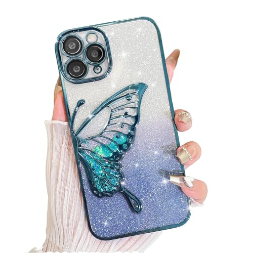 AIGOMARA Glitzer Hülle für iPhone 11 Pro Max Hülle, 3D Schmetterling Dreidimensional Handyhülle mit funkelnder Treibsand, Bling Farbverlauf Karte, Kameraschutz Transparent Schutzhülle für Frauen, Blau AIGOMARA Glitzer Hülle für iPhone 11 Pro Max Hülle, 3D Schmetterling Dreidimensional Handyhülle mit funkelnder Treibsand, Bling Farbverlauf Karte, Kameraschutz Transparent Schutzhülle für Frauen, Blau von AIGOMARA