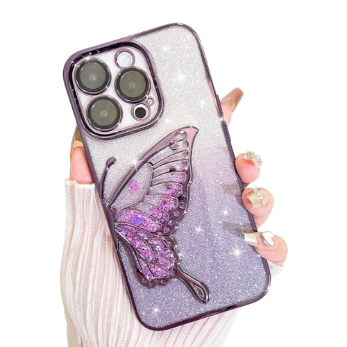 AIGOMARA Hülle Glitzer für iPhone 13 Pro, Handyhülle 3D Schmetterling Muster, Flüssig Treibsand, Schutzhülle Kameraschutz, Dünn Aesthetic Silikon Bumper Stoßfeste TPU Case, Mädchen Frauen, Lila AIGOMARA Hülle Glitzer für iPhone 13 Pro, Handyhülle 3D Schmetterling Muster, Flüssig Treibsand, Schutzhülle Kameraschutz, Dünn Aesthetic Silikon Bumper Stoßfeste TPU Case, Mädchen Frauen, Lila von AIGOMARA