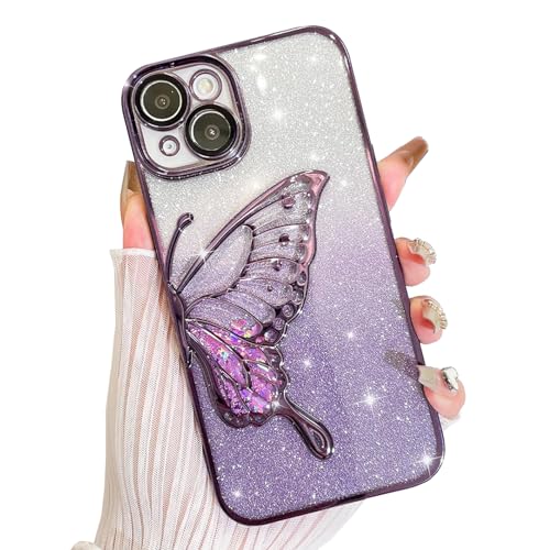 AIGOMARA Hülle Glitzer für iPhone 15, Handyhülle 3D Schmetterling Muster, Flüssig Treibsand, Schutzhülle Kameraschutz, Dünn Aesthetic Silikon Bumper Stoßfeste TPU Case, Mädchen Frauen, Lila AIGOMARA Hülle Glitzer für iPhone 15, Handyhülle 3D Schmetterling Muster, Flüssig Treibsand, Schutzhülle Kameraschutz, Dünn Aesthetic Silikon Bumper Stoßfeste TPU Case, Mädchen Frauen, Lila von AIGOMARA