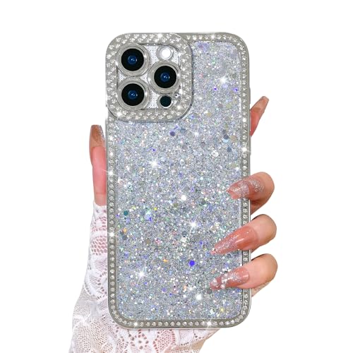 AIGOMARA Kompatibel mit iPhone 16 Pro Max Hülle Glitzer, Luxus Kristall Diamanten Cover für Frauen Mädchen, Slim Shiny Bling Stoßfest Weich TPU Schutzhülle für iPhone 16 Pro Max Silber AIGOMARA Kompatibel mit iPhone 16 Pro Max Hülle Glitzer, Luxus Kristall Diamanten Cover für Frauen Mädchen, Slim Shiny Bling Stoßfest Weich TPU Schutzhülle für iPhone 16 Pro Max Silber von AIGOMARA
