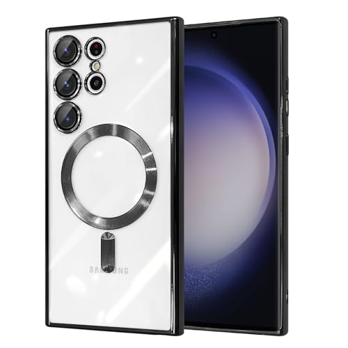 AIGOMARA Magnetisch Hülle für Samsung Galaxy S23 Ultra Transparent Handyhülle Kompatibel mit Magsafe Kamera Linse Schutz Ränder Farbige Galvanisiertes Silikon Slim Stoßfest Frauen Schwarz AIGOMARA Magnetisch Hülle für Samsung Galaxy S23 Ultra Transparent Handyhülle Kompatibel mit Magsafe Kamera Linse Schutz Ränder Farbige Galvanisiertes Silikon Slim Stoßfest Frauen Schwarz von AIGOMARA