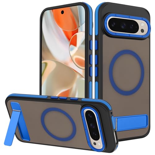 AIGOMARA Magnetisch für Google Pixel 9 Pro XL Hülle mit Ständer, [Kompatibel mit Magsafe] [Schutz in Militärqualität] Schlanke, stoßfeste durchscheinende matte Schutzhülle für Pixel 9 Pro XL, von AIGOMARA