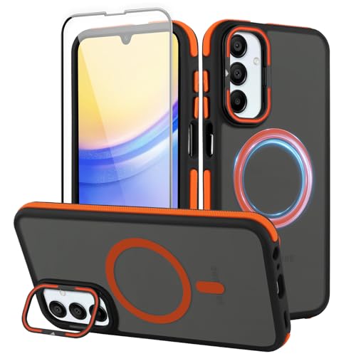 AIGOMARA Magnetisch für Samsung Galaxy A15 5G Hülle mit unsichtbarem Kameraständer, [Kompatibel mit Magsafe] [Schutz in Militärqualität] Schlanke Anti-Kratz-Schutzhülle für Damen Mädchen 6,5 Zoll, von AIGOMARA