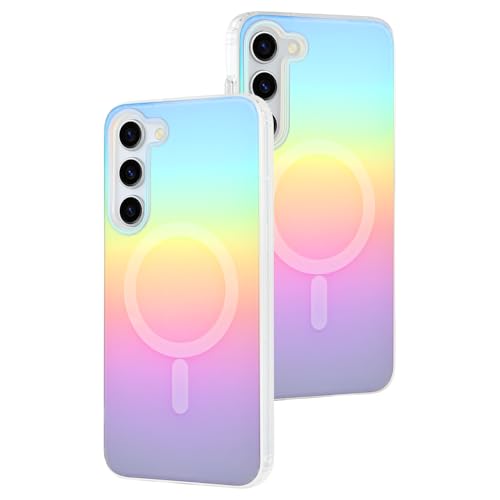 AIGOMARA Magnetisch für Samsung Galaxy S23 Plus Hülle [Kompatibel mit Magsafe] [Fluoreszierend Holografisch Schillernd] Schlanke, stoßfeste matte Schutzhülle für Frauen Mädchen 6,6 Zoll von AIGOMARA